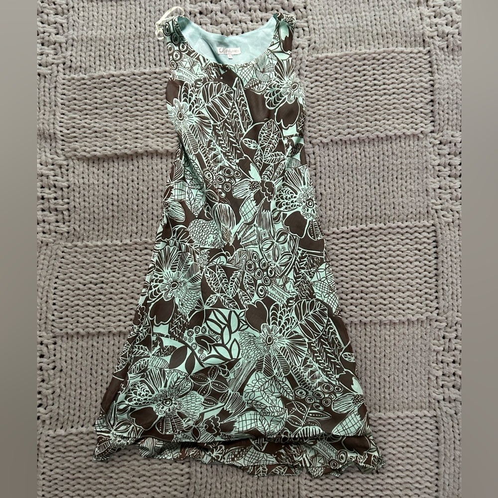Y2K Dressbarn Teal and Brown Maxi Sleeveless Tiered Dress